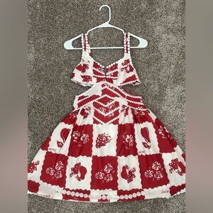 Women’s Lucia Linen Blend Ric Rac Trims Cutout Pocketed Mini Dress New Size M